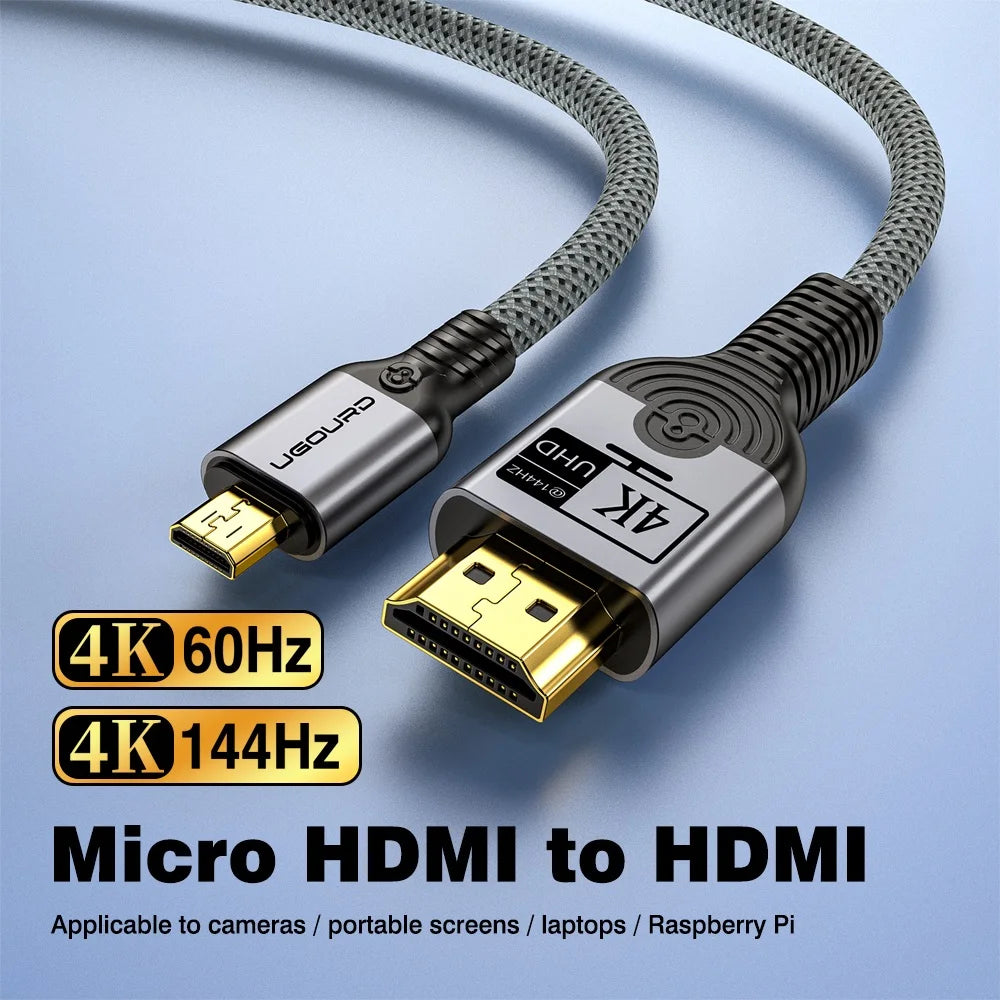 UGOURD 4K 144Hz HDMI to Mini HDMI Cable Bi-Directional Micro/Mini HDMI to HDMI Cable 4K@60Hz for Raspberry Pi Camera DV 2K165Hz
