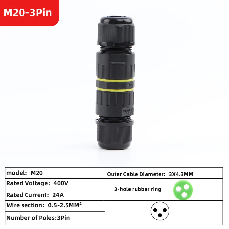 ip68 waterproof connector led connector2/3/4/5/6Pin Adapter terminal Outdoor rain proof of electric wireNo welding for screws