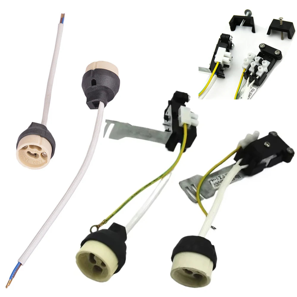 6pcs Gu10 Ceramic LED Spotlight Socket GU10 Halogen Bulb Base Lampholder 18cm Nylon Wire PV Wiring Terminal Junction Box