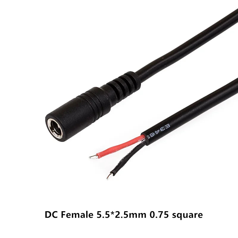 DC Power Plug 5.5 X 2.1 2.5mm 5.5 * 2.1mm Male Female CCTV Adapter Connector Cable Extension Cords 12V Surveillance Camera