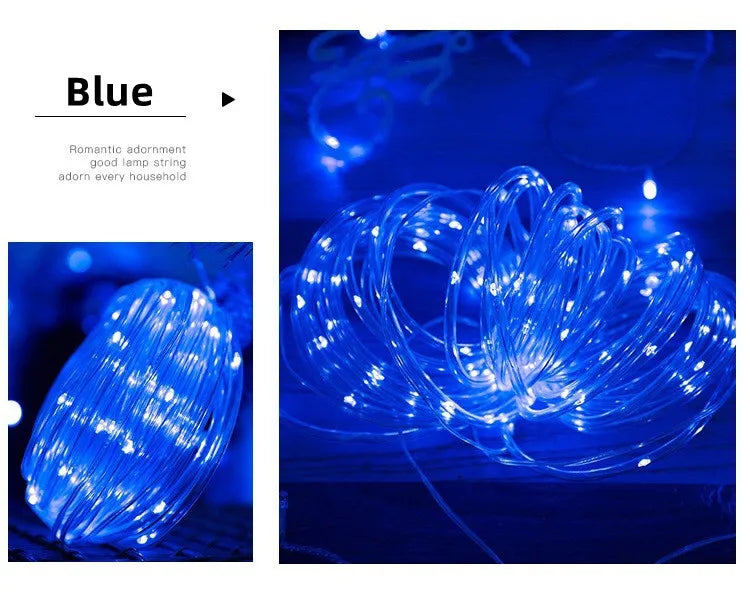 Outdoor Solar Tube Rope Led Light Garden Christmas Decoration Fairy String Light 32m/22M/12M/7M Outdoor Wedding Party Led Lamp