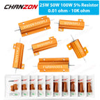 2 Pcs RX24 25W 50W 100W 0.01 - 10K High Power Wirewound Resistors Aluminum Case 0.5 1 4 6 8 10 20 25 100 150 200 300 500 1K Ohm