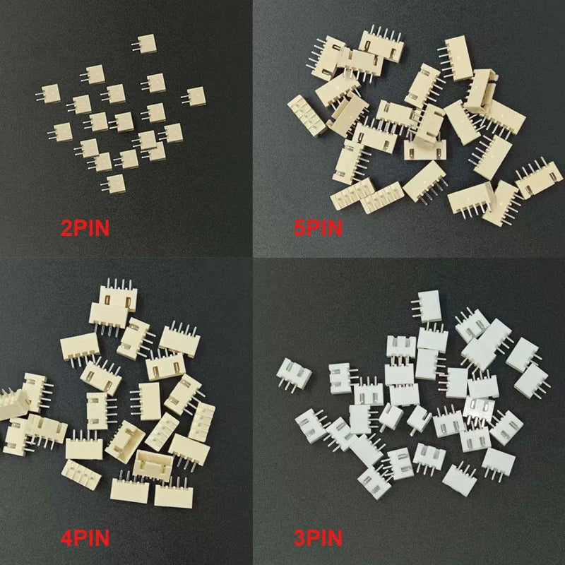 100Pcs XH2.54 2/3/4/5Pin TJC3 Terminals Plastic Housing Shell + XH 2.54 2P 3P 4P 5P Straight Needle Pin Wafer Wire Connector