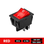 FILN 20A Rocker Switch 4 Pin ON-OFF 12V-24V 110V-220V Illuminated LED Power Switch PA66 Flame Retardant Marine Car Switch