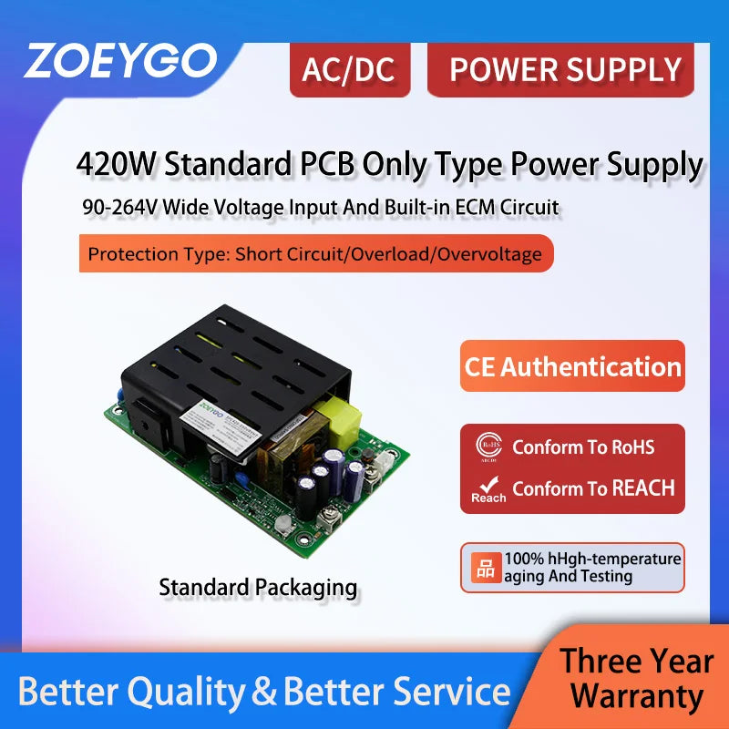 420W Adjustable Power Switch Power Supply Bare Board Power Supply Substrate Type Power Supply 220V to 12V/24V/48V Transformer