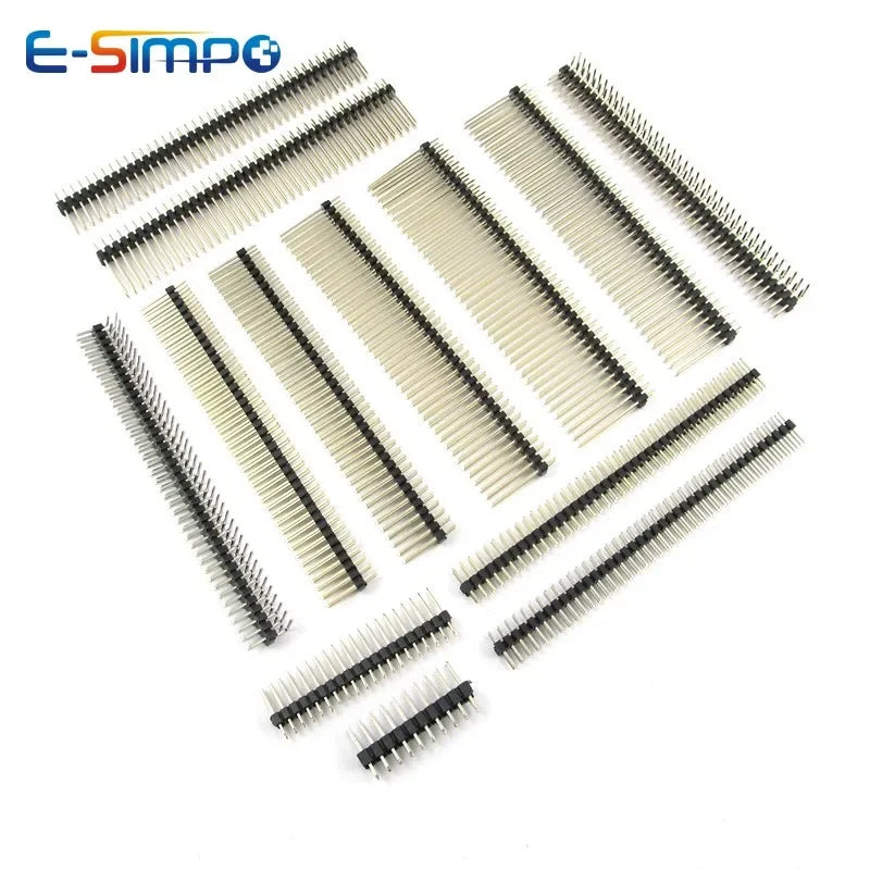 10pcs 2.0mm Straight 1/2x40P Single Double Row Breakable L8.7/12/15/17/19/21mm Long PCB Jumper Connector Gold Male Pin Header