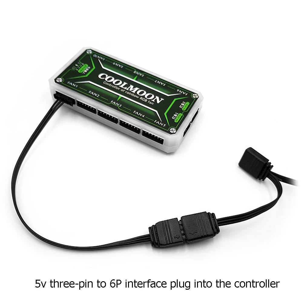 For Coolmoon Fan Controller Adapter Cable Small 4Pin/6Pin to 5V ARGB 3Pin Cord