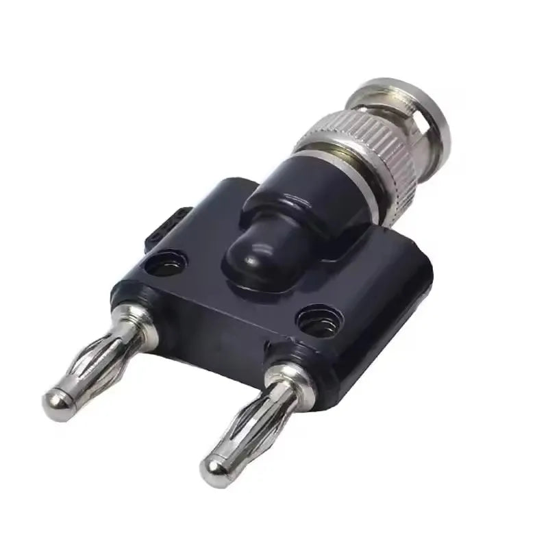 Binding Post RF Coax Coaxial Splitter Connector BNC Adapter Male Plug To Two Dual Banana Jack Socket