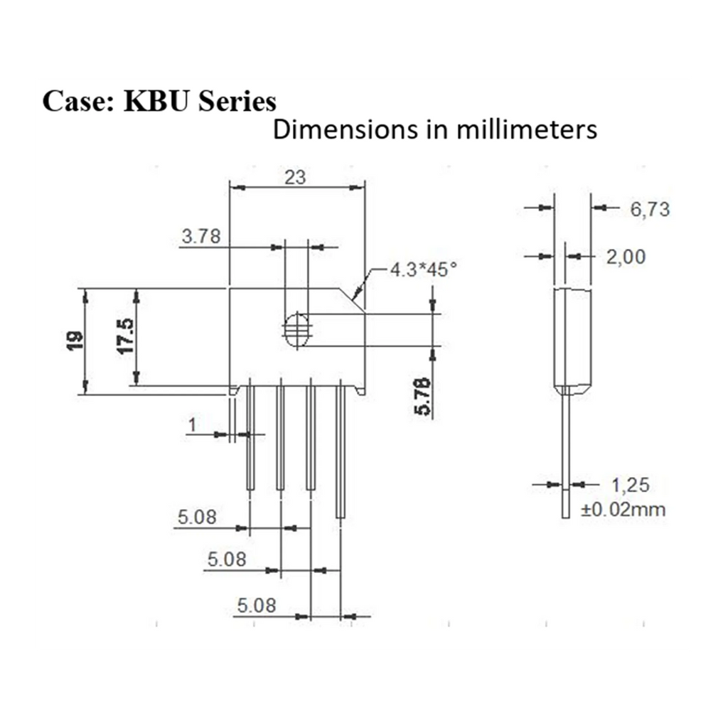 5PCS KBU608 KBU610 KBU806 KBU808 KBU810 KBU1010 KBU1510 KBU2510 Bridge Rectifier 6A 8A 10A 15A 25A 600V 800V 1000V ASEMI