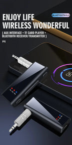 KEBIDUMEI 2 in 1 Bluetooth 6.0 Audio Transmitter Receiver 3.5MM AUX TF Card Stereo Music Wireless Adapter With Mic For Car TV PC
