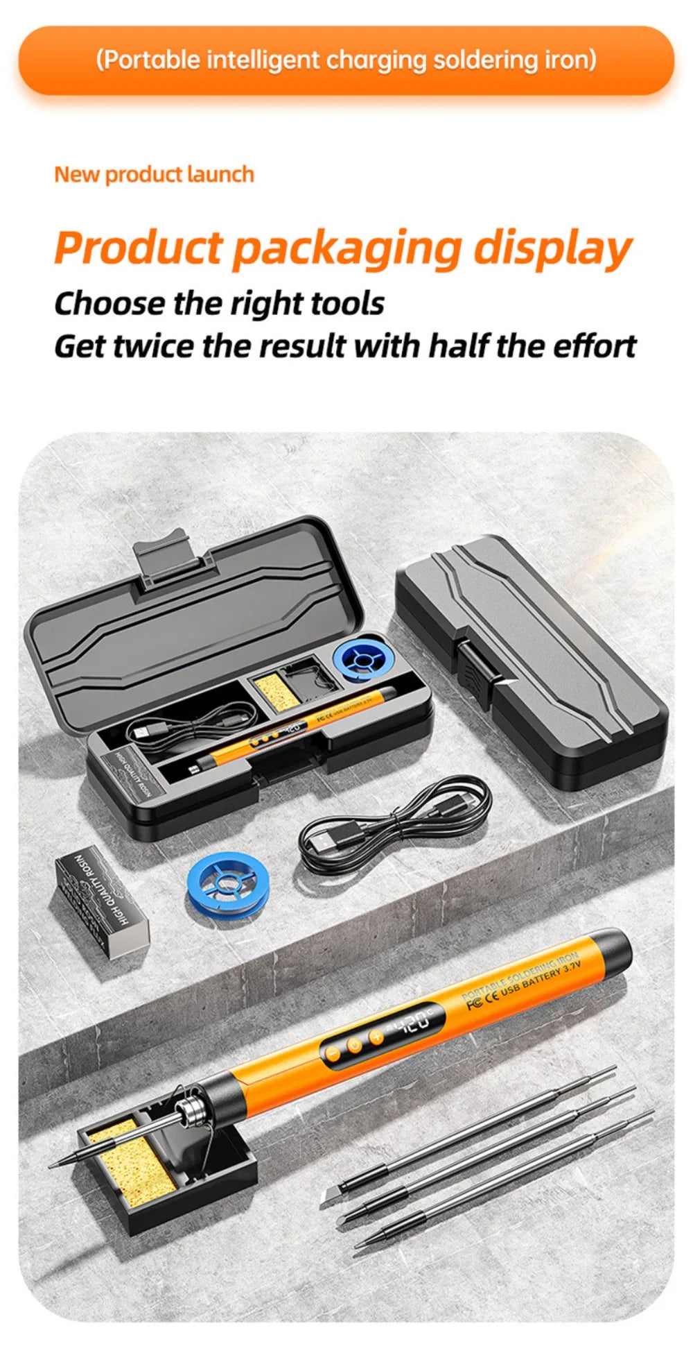 Portable Cordless Digital Soldering Iron USB Charging Adjustable Temperature 260-420℃ Solder Iron Multifunctional Intelligent