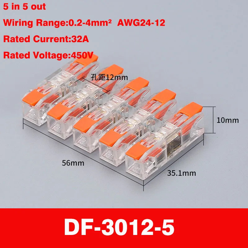 Wiring Terminal Quick Press Type Electrical Docking 2-12 Pin Screw Fixing Compact Wire Connector Push-in Type Terminal Block