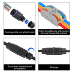 Electrical Cable Connector M20 IP68 Waterproof Inline Wire Connector Screwless Push In Cable Splice for Outdoor LED Lighting