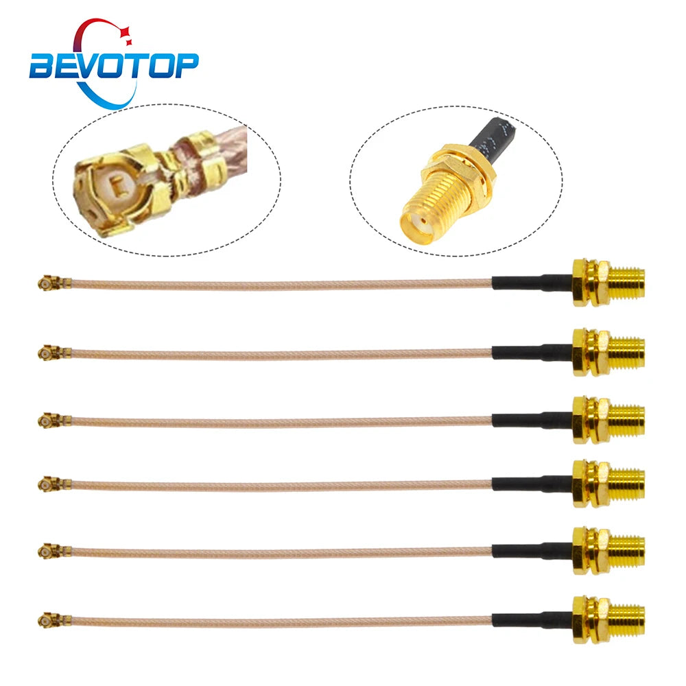 BEVOTOP 10PCS SMA Female to uFL IPX RF1 Female Connector RF Coax Pigtail Antenna Extension Cable  RG178 SMA  Cable