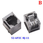 10Pcs RJ11 RJ45 Socket 52-4P4C 6P2C 6P4C 6P6C 8P8C Seat RJ12 Phone Jack Female 6Core Crystal Head 180 Degrees Vertical