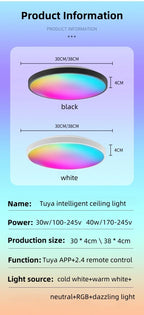 TUYA Intelligent LED Ceiling Light RGB Remote Dimming WiFi Bluetooth Decorative Light Living Room Bedroom Indoor Home Light