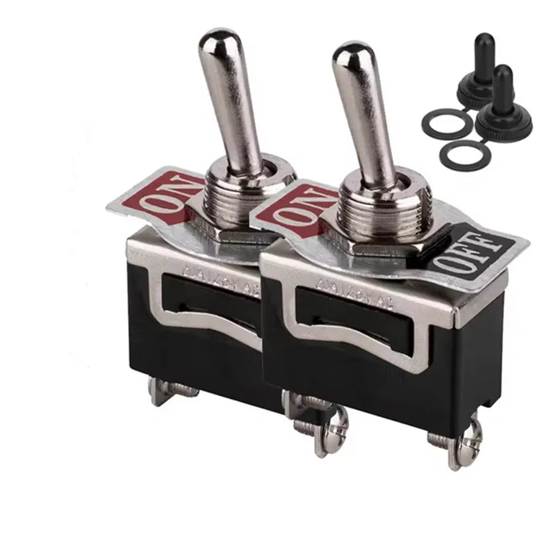 2PCS SPST Waterproof Toggle Switch DC 12V-24V 15A 250V Marine Heavy Duty 2 Pin ON Off Spade Terminals for Automotive Car Boat