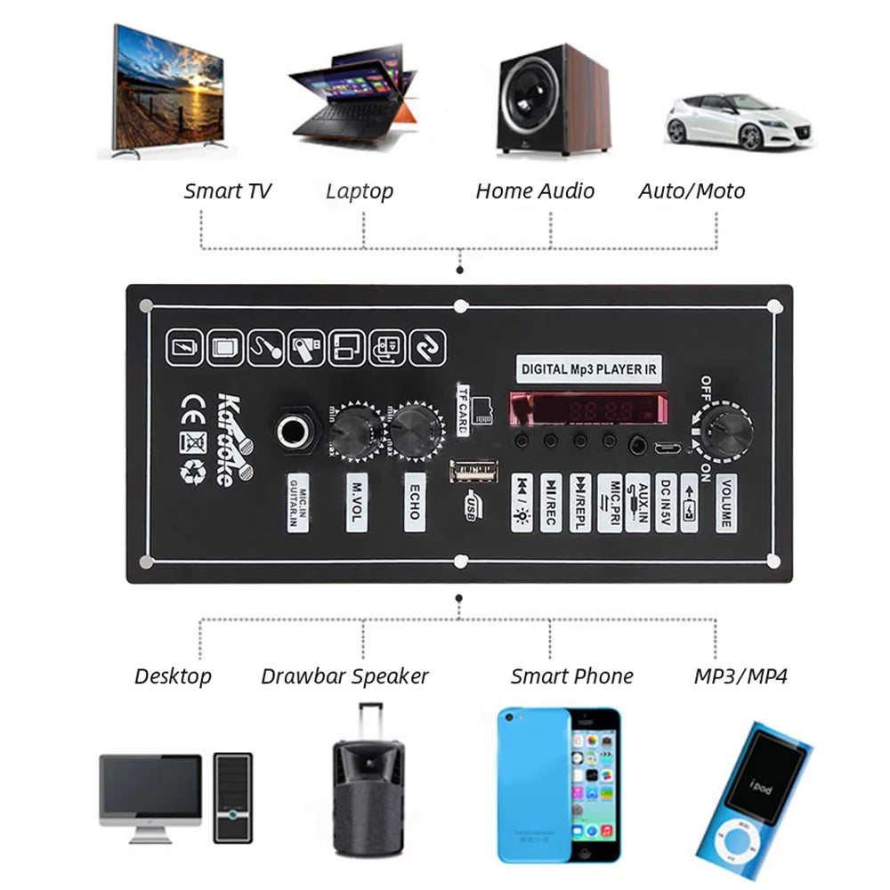 DIY Digital BT Amplifier Subwoofer Board 30W Amp DC 5V MP3 Decoder Board with BT5.0 USB Module and Remote Control for Speakers
