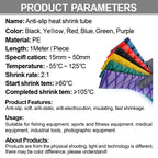 Anti-slip Heat Shrink Tube for Fishing Rod DIY Electrical Insulation 6 Colors Anti-static 2M 15/18/20/22/25/28/30/35/40/45/50mm