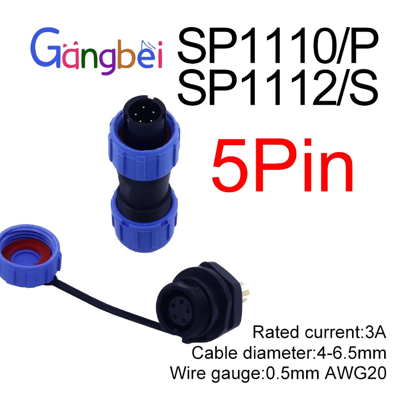 SP11 Series Waterproof Aviation Plug Connector IP68 Cable Joint SP1110P2 SP1112S2  Durable Electrical Connector for Outdoor Use