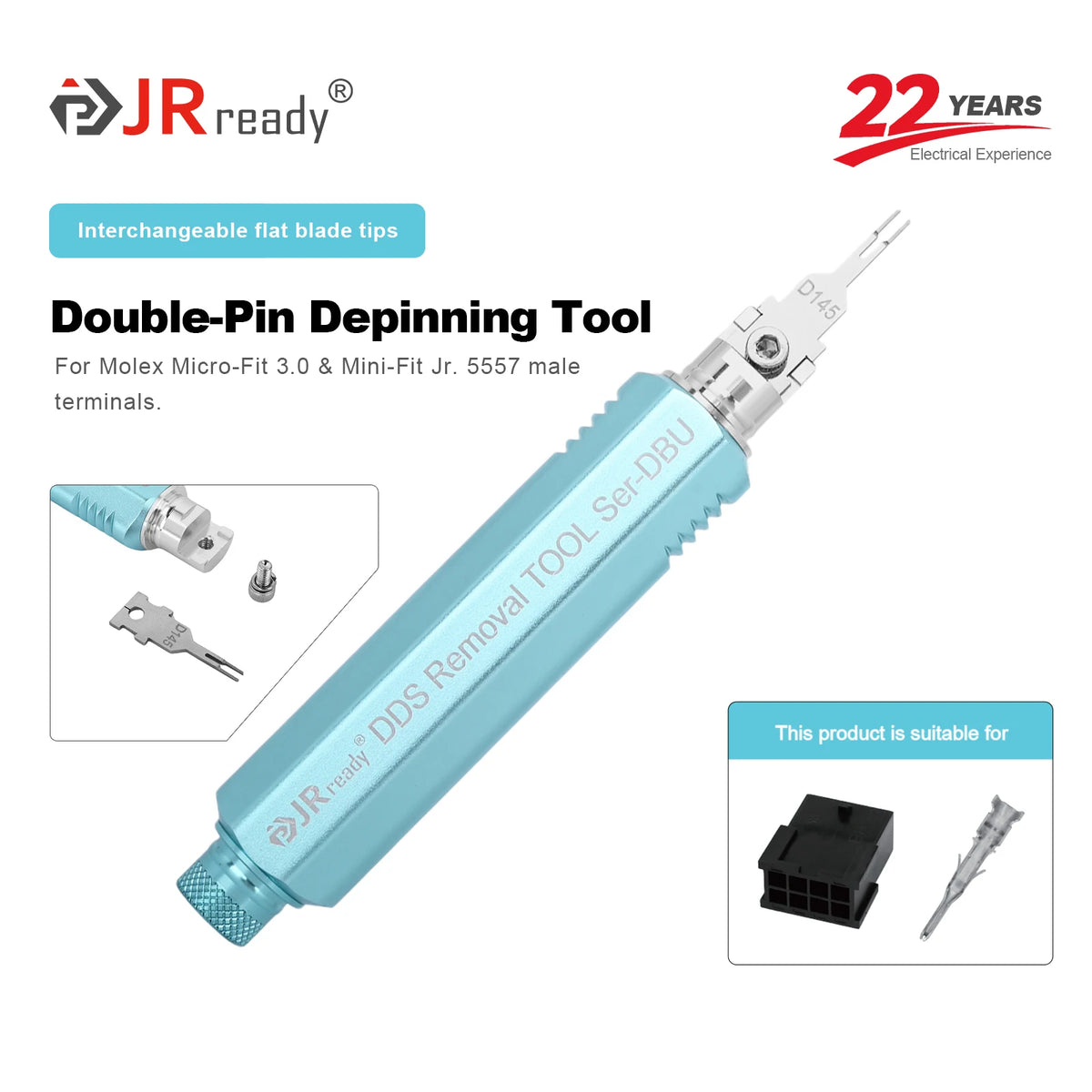 JRready JRDDS Series Terminal Tool Suitable For 5557/5559/Molex MX/AMP MCP 1.5K Connectors & VW/Audi/Skoda Automotive Terminals