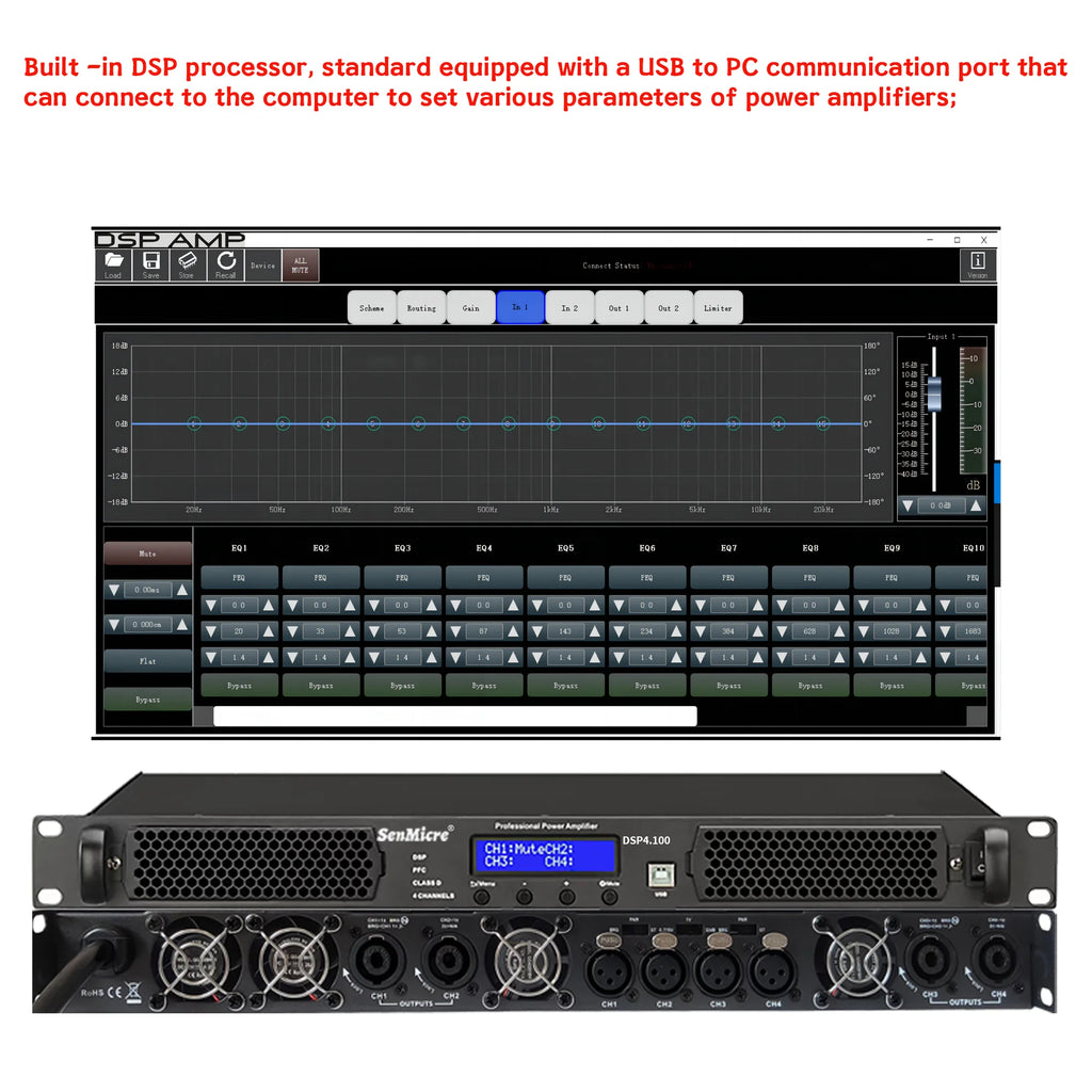 ShennDare Professional Digital DSP Power Amplifier 4x1000W 8OHM 4CH Sound Amplifier Processor DJ Subwoofer Line Array Speaker