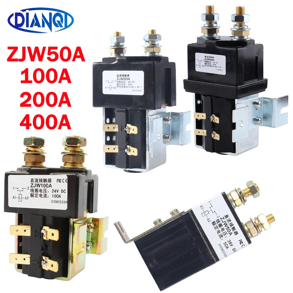1PC DC Contactor ZJW50A 100A 200A 400A CZW50A ZJW100A SW180 Power Relay 1NO 12V24V36V48V60V72V for Electric Car Forklift Trucks