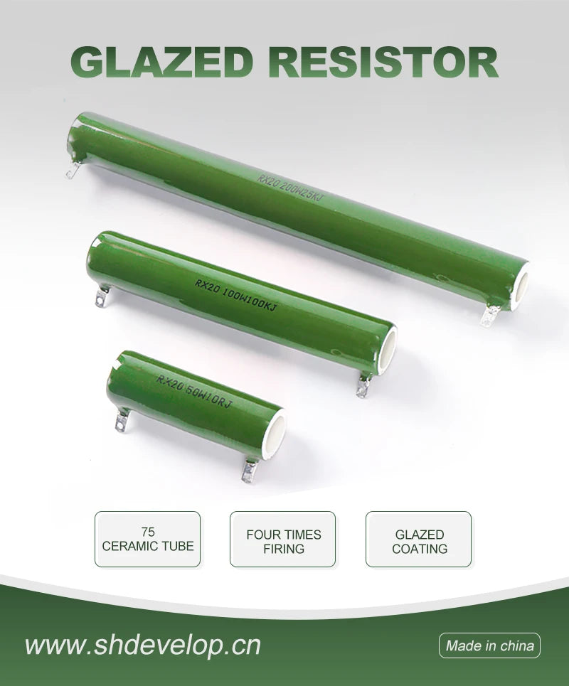 Rx20 Ceramic Tube Glazed Enamel Resistor 10W 20W 25W 30W 50W Zg11 Capacitor Discharge Wire Wound Mine Detection Resistor 50 Ohm 100 Ohm 150 Ohm 200 Ohm 500 Ohm 1K Ohm 1.8K Ohm 2K Ohm 5K Ohm