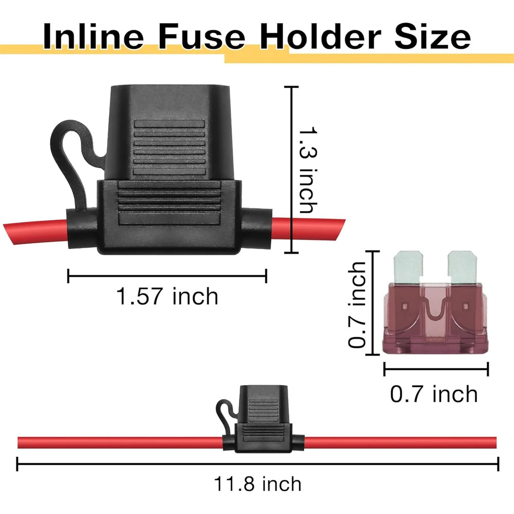 2-10PCS Inline Fuse Holders 12V,10/12/14/16/18 AWG Inline Fuses,Waterproof Fuse Holder with 10A-40A ATC/ATO Standard Blade Fuses