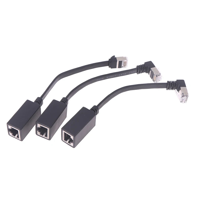 【Ultra 10G RJ45 Male To Female Adapter Cord 90 Degree Flat Ultra Right/Left Angle Elbow Network Wire CAT7 Extension Cable】