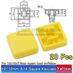 20 Pcs Tactile Pushbutton Switch 12*12*7.3MM Micro Switch Pushbutton A14 A24 Pushbutton Cover 12x12x7.3MM Square Head Pushbutton