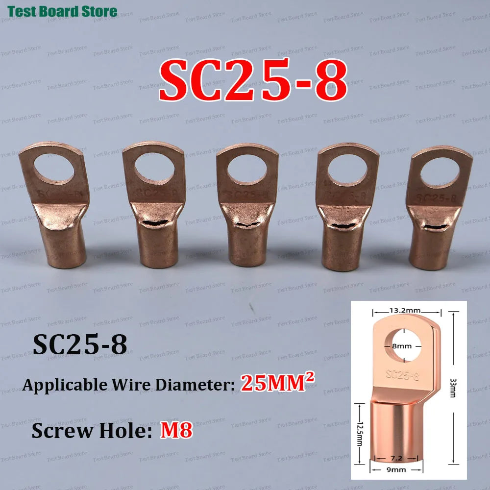 10/20/50pcs Copper Lug Ring Wire Connectors Bare Cable Electric Crimp Terminal SC4-4 SC6-6  SC10-6 SC10-8 SC16-6 SC25-8 SC25-10