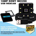 ELP 16MP Autofocus USB Camera IMX298 Sensor Ultra HD No Distortion Webcam with Night Vision White LED for Security System