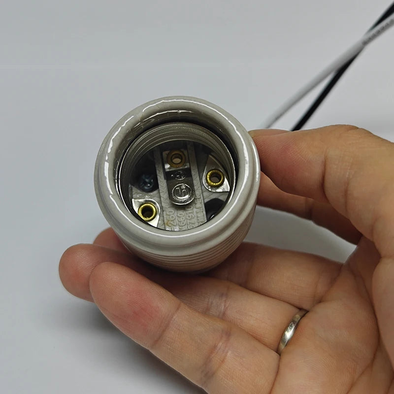 E26 Porcelain Lamp Base Ceramic Lampholder UL Listed Glazed Medium Screw Light Socketwt High Temperature 1015 18AWG Wire 15cm