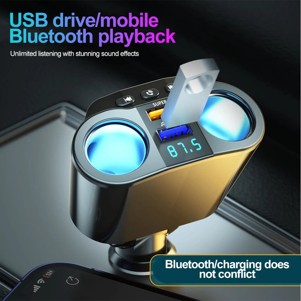 KEBIDUMEI Bluetooth 5.0 Car Adapter Cigarette Lighter USB PD QC3.0 Super Fast Charging Digital Display Charger Car Accessories