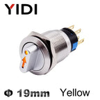 19mm 2 3 Position Metal Selector Rotary Switch Latching Push Button Switch SPDT with 12V LED Illuminated Switch 1NO1NC ON OFF