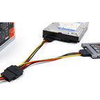 20cm SATA II Power Y Splitter Cable, 1x 15-Pin Male to 2x 15-Pin Female HDD Extension Cord for PC Upgrade