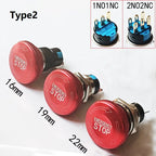 16mm/19mm/22/mm Emergency Metal Button Switch Indication STOP Machine Panel Dashboard Press Latching Button 1NO1NC/2NO2NC