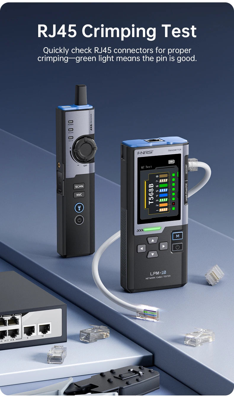 FNIRSI LPM-10A Intelligent Cable Finder RJ45/RJ11 Line Tester LAN Cable Tester Port Flash Anti-interference Network Repair Tool