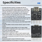 CH9102F CP2104 Downloader Module Chip Program Burning for ESP32 MINI 7Pin TYPE-C USB to UART RS232 RS485 Serial Port Download
