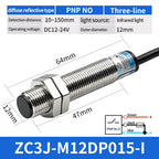 ZHICAN ZC3J M8 M12 M18 Infrared Photoelectric Sensor Diffuse Reflective Adjustable Sensing Distance NPN PNP NO NC
