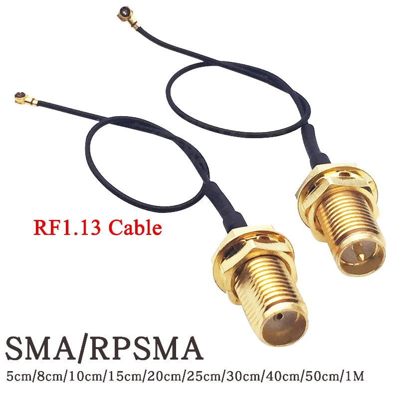 2Pcs 1.13 Cable SMA Female Connector To UFL/U.FL/ Low Loss Cable To (RP)SMA Pigtail WiFi Antenna Extension Cable