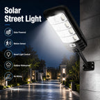 Large Solar Street Light Three-Panel LED with Human Motion Sensor Auto On Off Dusk to Dawn High Efficiency Solar Panel Super Bright Wide Angle Illumination IP65 Waterproof Wireless Security Lamp for Courtyard Driveway Garden