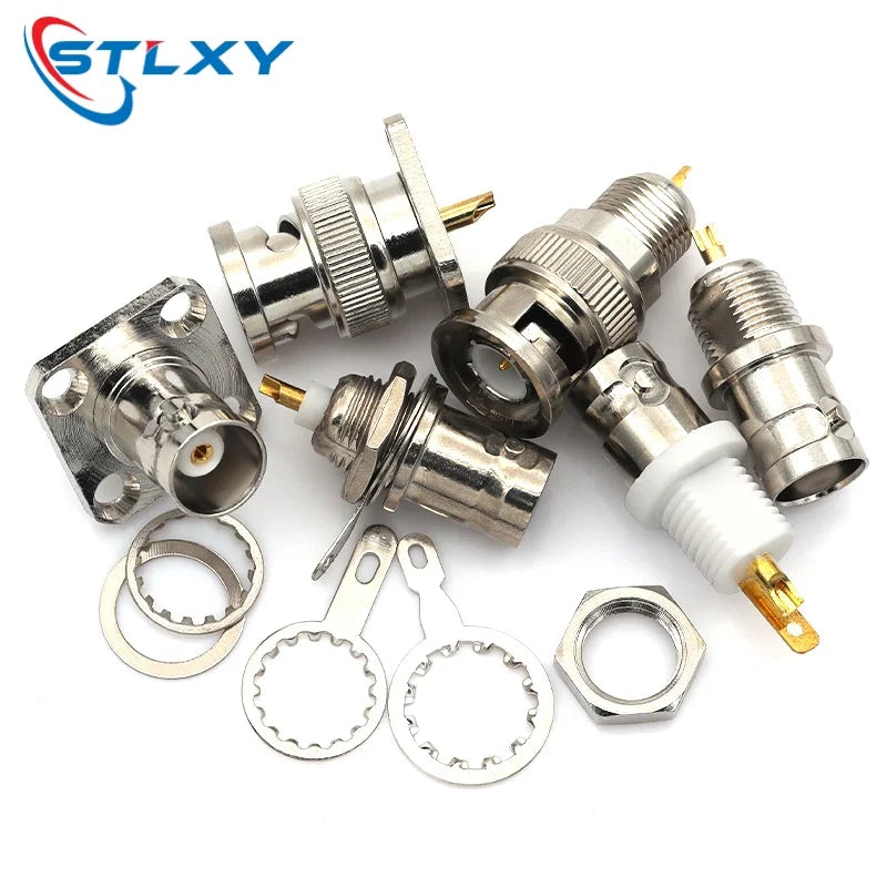 Stlxy 1PCS BNC Female Socket Solder Connector Chassis Panel Mount Coaxial Cable For Welding Machine Parts 50 ohm Q9 BNC-50KY