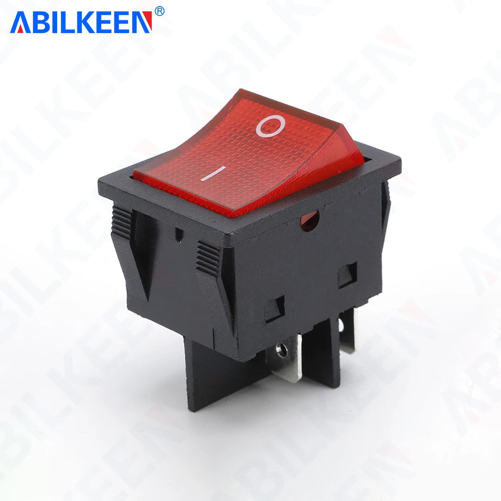 50PCS/Lot ABILKEEN KCD2-201N Rocker Toggle Switch 30A/15A 250VAC ON-OFF Mini Toggle Switch with LED Light 4Pin Terminal