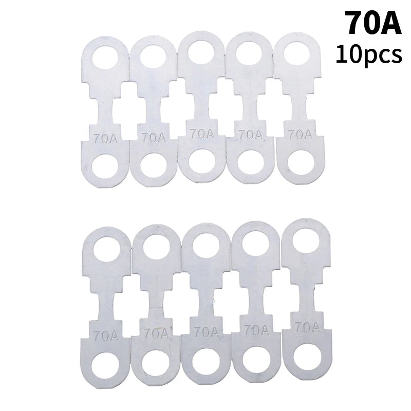 New 10Pcs 30A-150A 32VDC Small Fuse Sheet Automotive Car Flat Zinc Sheet For Car Fuse Round Hole Insert Fuse Auto Parts
