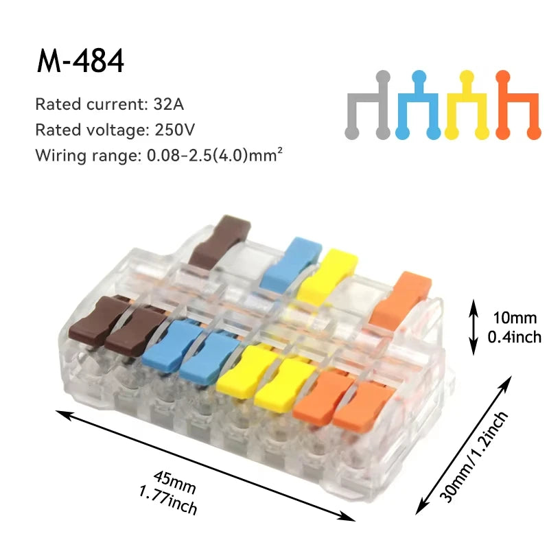 Mini Fast Wire Connectors Universal Compact Lever Nut Crimp Splitter Push-in Electrical Conductors Home Wiring Terminal Block