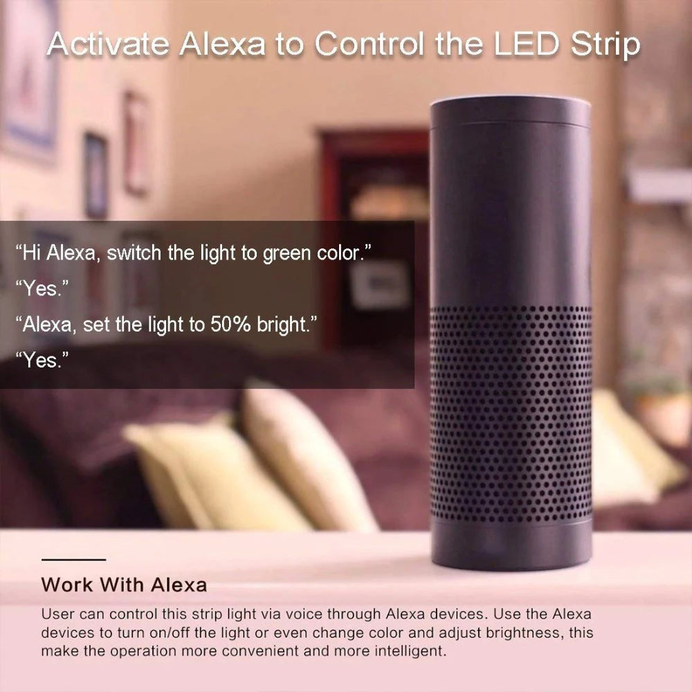 Tuya Wifi 5in1 LED Strip Lights Kit DC12V 5050 RGBCCT RGB+W+WW APP/Voice/Remote Control Smartlife for Alexa Google Home 1M-5M
