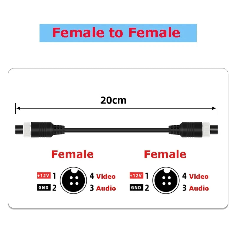 1Pcs M12 4Pin Aviation Connector Extension Cable 20CM Male to Male/Female GX12 Adapter for CCTV Camera Security DVR