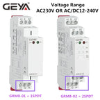 GEYA GRM8 Din Rail Electronic Latching Relay Memory Relay Impulse Relay SPDT 16A Step Relay AC230V OR AC/DC12-240V